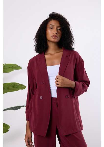 Bordo Regular Astarsız Mevsimlik Ceket