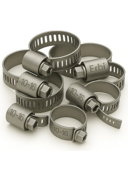 10-16 mm Paslanmaz Metal Hortum Kelepçesi – 5 ’li Paket