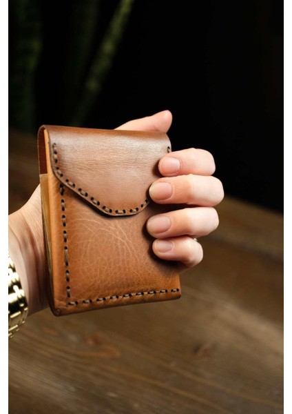 Teksas - El Yapımı Hakiki Deri Mıknatıslı Çift Katlı Cüzdan ve Kartlık