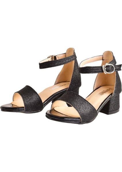 Çocuk Parlak Simli Topuklu Abiye Ayakkabı modelleri