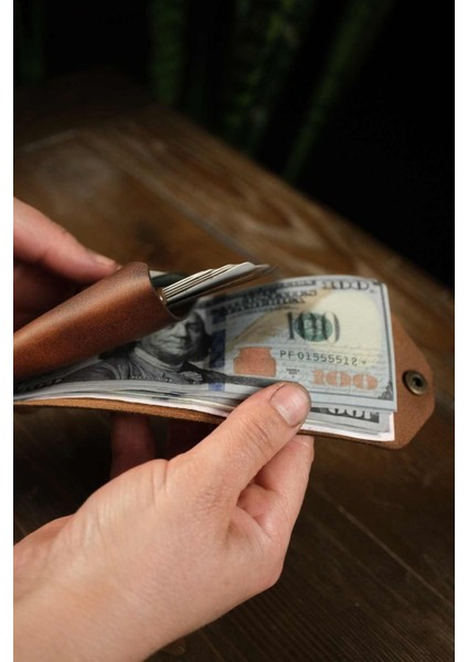 San Francisco - Hakiki Deri Çıtçıt Kapamalı Asansörlü Cüzdan