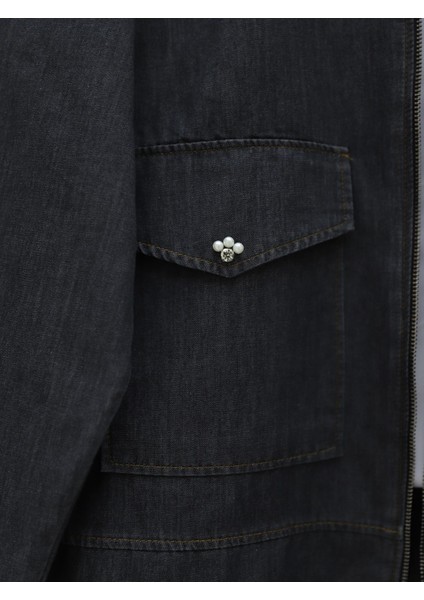 Serpme Incili Fermuarlı Ceket Etek Kot Takım modelleri