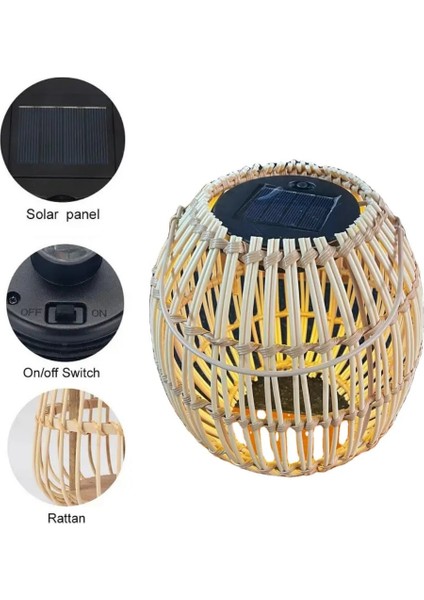10WATT Rattan Güneş Enerjili Solar Dekoratif Bahçe Armatürü