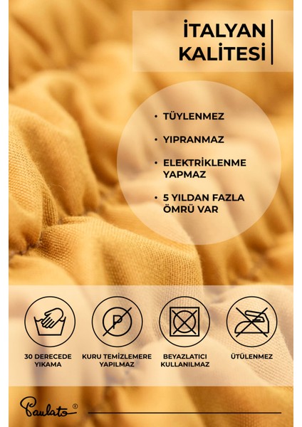 Lastikli Esnek ve Yıkanabilir 2 Kişilik Koltuk Örtüsü Çekyat Kanepe Kılıfı -Ocre