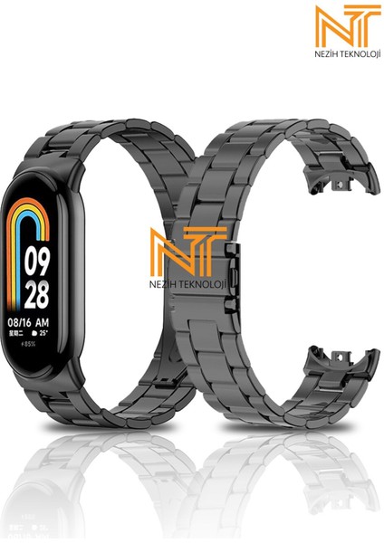 Xiaomi Mi Band 8/ Mi Band 9 / Mi Band 10 Uyumlu Metal Baklalı Ayarlanabilir Klipsli Çelik Kordon