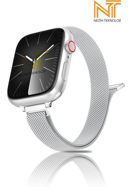 Apple Watch 2/3/4/5/6/7/8/9/se/ultra/ultra 2 44/45/49MM ve Seri 10 46MM Uyumlu Hasır Metal Kordon