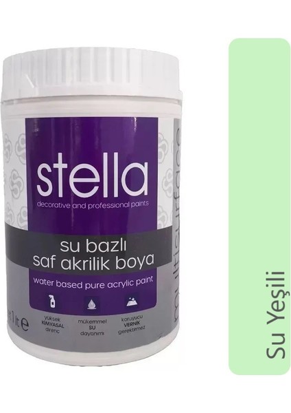 Su Bazlı Saf Akrilik Boya 1 Litre RAL6019 Su Yeşili