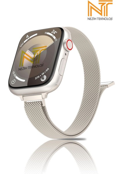 Apple Watch 2/3/4/5/6/7/8/9/se/ultra/ultra 2 44/45/49MM ve Seri 10 46MM Uyumlu Hasır Metal Kordon