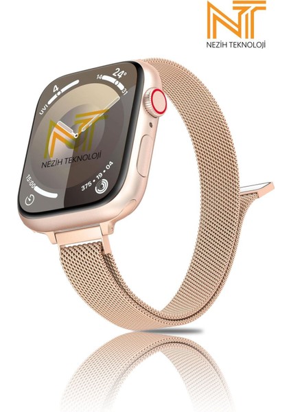 Apple Watch Seri 2/3/4/5/6/7/8/9/10/se/se2 38/40/41MM ve Seri 10 42MM Uyumlu Hasır Metal Kordon