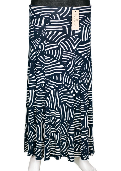 Kadın Arzu Korsajlı 6 Parçalı Egzotik Yapraklar Lacivert Etek