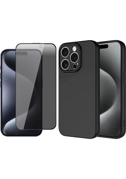 Apple iPhone 15 Pro Max Kılıf Zore Mara Lansman Kapak + Hayalet Tempered Ekran Koruyucu