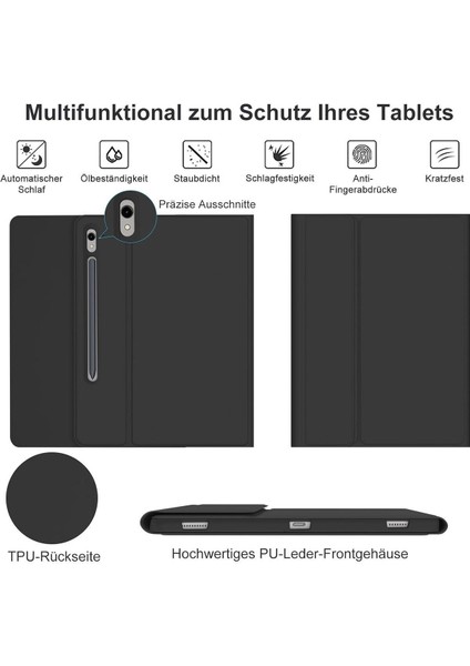 Samsung Tab S10 Fe/s9 Fe 10,9 Uyumlu Bluetooth Türkçe Q Klavyeli Kılıfı (Tablet Değildir) Kapak