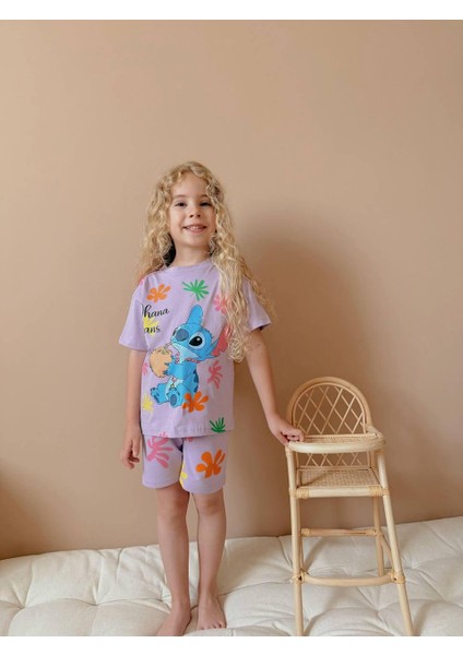 Yigit Butik Baskılı Şortlu Kız Çocuk Takım modelleri