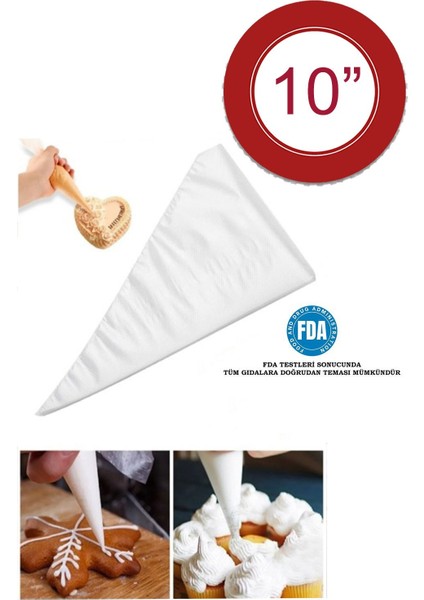 100'lü Krema Sıkma Torbası Kullan At Krem Şanti Torbası Pasta Süsleme Yazı Yazma Torbası 10"