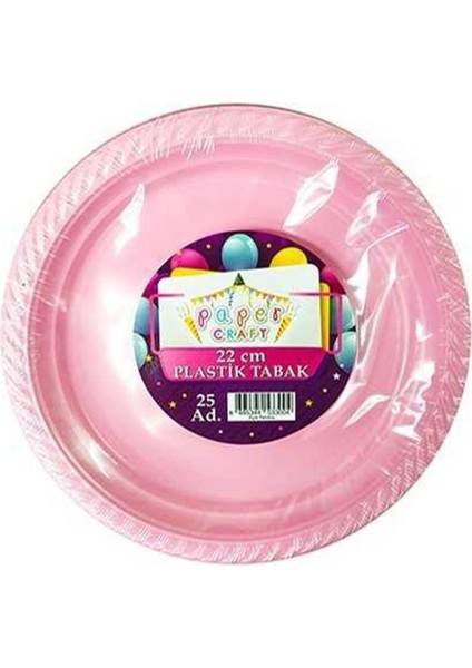25'li Plastik Pembe Tabak Parti Süsü Kullan At Tabak