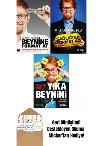Barış Muslu 3 Kitap Set Sağlığına Format At Beynine Format At Yıka Beynini + Okuma Sticker'ları