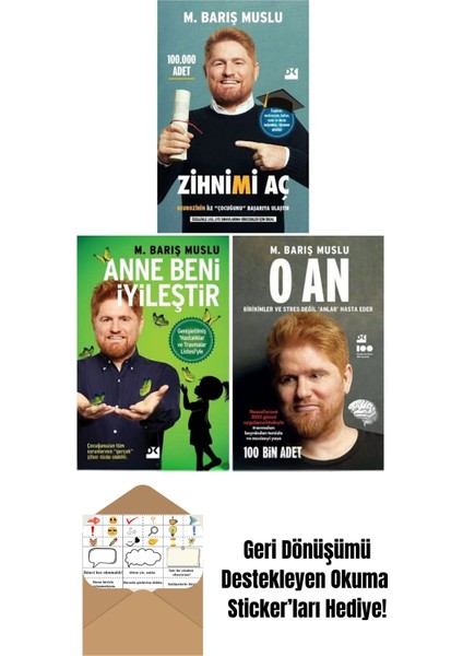Barış Muslu 3 Kitap Set - Zihnimi Aç + O An + Anne Beni Iyileştir + Okuma Sticker'ları