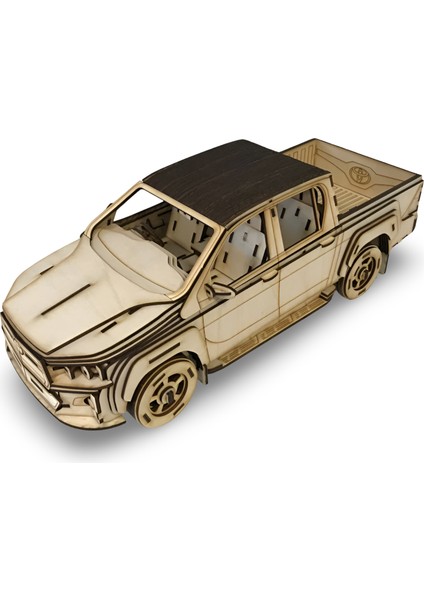 3D Ahşap 255 Parça Pickup Maketi - 3D Puzzle Set - Gerçekçi 3D Model - 25X60X21 cm