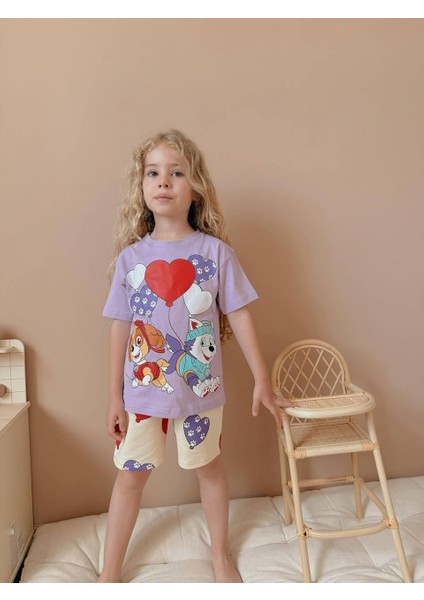 Yigit Butik Baskılı Şortlu Kız Çocuk Takım modelleri