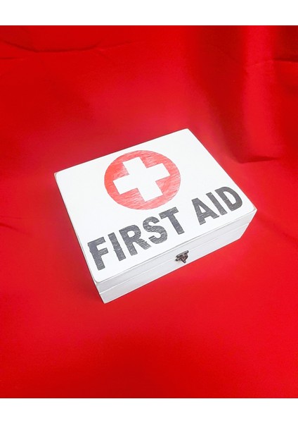Ahşap Çok Amaçlı Eskitme Tarz Saklama, Takı Kutusu, Organizer, Ilk Yardım Temalı