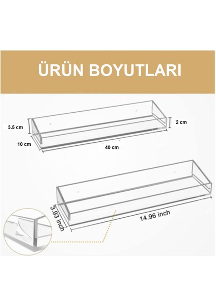 Kendinden Yapışkanlı Şeffaf Plastik Minimalist Banyo Mutfak Makyaj Dekoratif Duvar Rafı