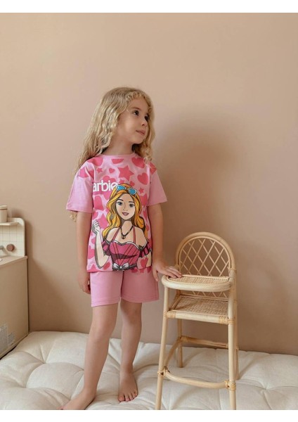 Yigit Butik Baskılı Şortlu Kız Çocuk Takım