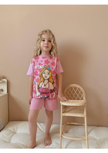 Yigit Butik Baskılı Şortlu Kız Çocuk Takım