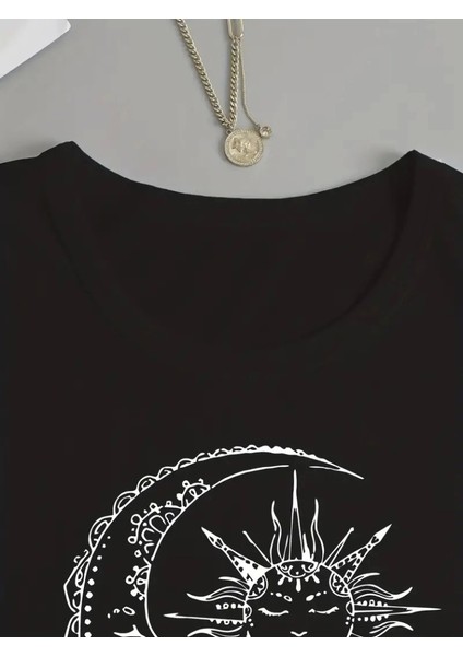 Kadın Uzun Kollu Bisiklet Yaka Ay Baskılı Viskon Bluz modelleri