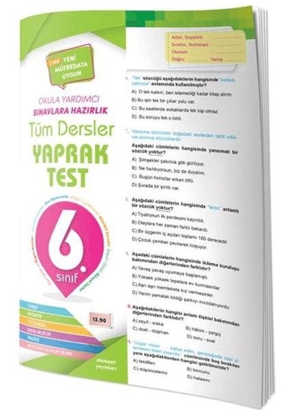 6. Sınıf Tüm Dersler Yaprak Test