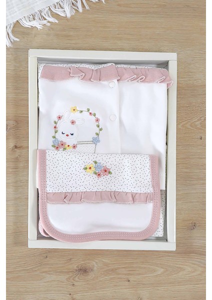 Kız Bebek Natural Pamuk Kumaş 5 Li Işlemeli Lüks Hastane Çıkışı Seti STL7003 fiyatları