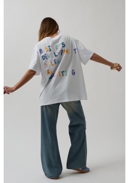 Sırt ve Ön Baskılı Oversize T-Shirt
