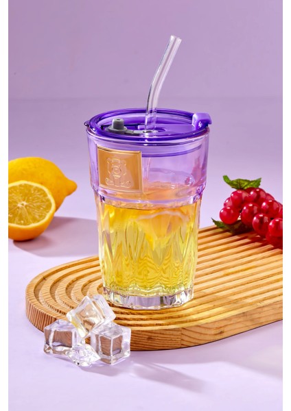 Ayıcık Logolu , Cam Pipetli, Sızdırmaz Kapaklı - Mor - Tekli