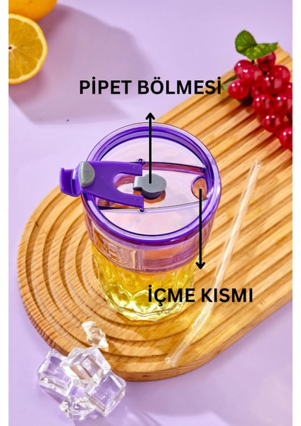 Ayıcık Logolu , Cam Pipetli, Sızdırmaz Kapaklı - Mor - Tekli