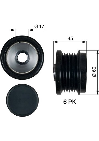 Alternatör Kasnağı 43.5mm Cmax-Fıesta Vı-Focus Iıı-Kuga Iı-Transit-Connect-Courıer 1.5-1.6-2.0tdci AV6Q10A352AA-31285815