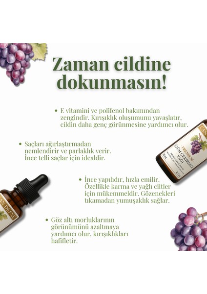Üzüm Çekirdeği Yağı %100 Saf ve Doğal Soğuk Sıkım 20ML