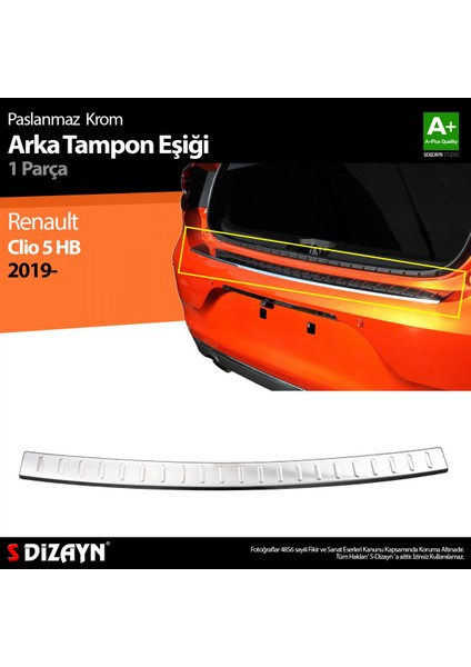 S-Dizayn Renault Clio 5 Krom Arka Tampon Eşiği 2019 Üzeri