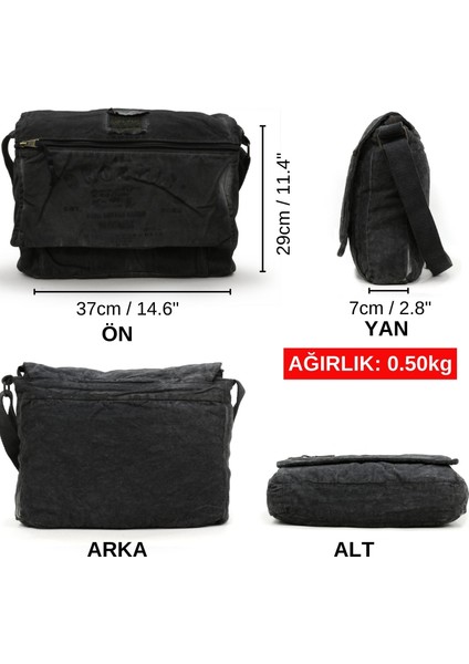 8128 Salaş Kanvas Omuz Postacı Siyah Antrasit 15.6" Laptop Okul Seyahat Günlük Vintage Pamuk Çanta fiyatları