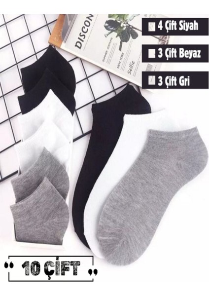 10'lu Ekonomik Paket Patik Unisex Kısa Spor Sneakers Çorap