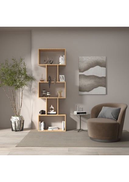 Dekoratif Kitaplık Raf Ünitesi Modern 5 Raflı Çok Amaçlı Kitaplık