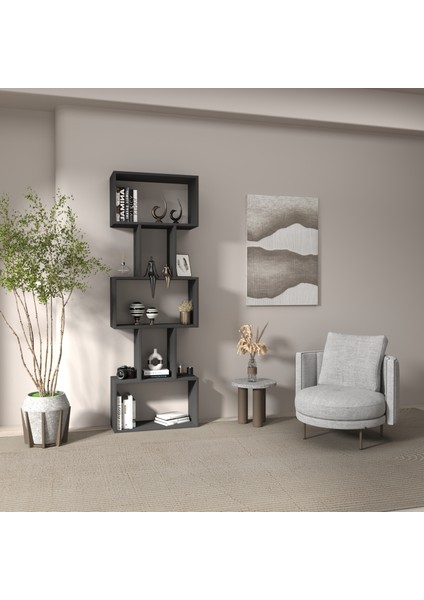 Dekoratif Kitaplık Raf Ünitesi Modern 5 Raflı Çok Amaçlı Kitaplık