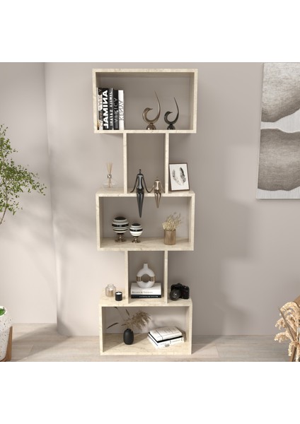 Dekoratif Kitaplık Raf Ünitesi Modern 5 Raflı Çok Amaçlı Kitaplık