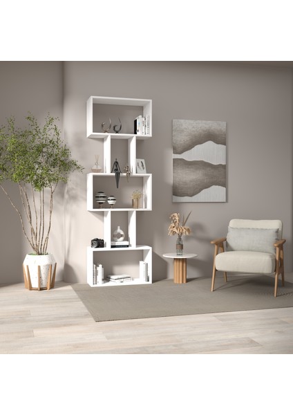 Dekoratif Kitaplık Raf Ünitesi Modern 5 Raflı Çok Amaçlı Kitaplık