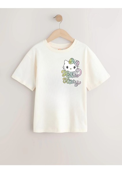 Hello Kitty Sırt Baskılı Pamuklu Oversize Tişört
