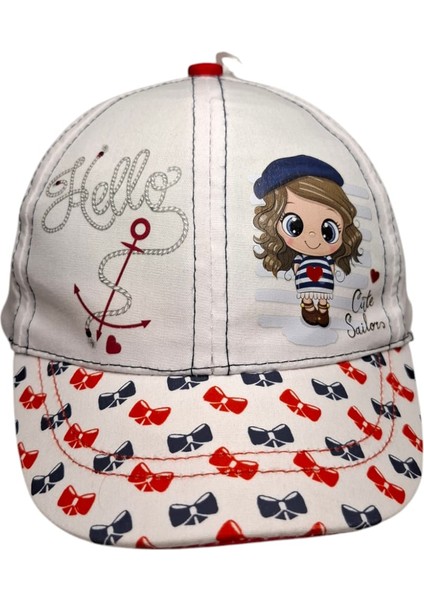 Kitti 1-4 Yaş Kız Bebe Beyaz Renk Baskı Figürlü Yazlık Şapka fiyatları
