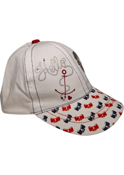 Kitti 1-4 Yaş Kız Bebe Beyaz Renk Baskı Figürlü Yazlık Şapka modelleri