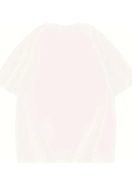 Thousand Baskılı Oversize Bisiklet Yaka T-Shirt - Beyaz