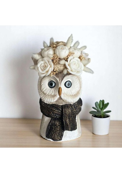 Baykuş Model Vazoda Kokulu Solmayan Mum Buketi fiyatları