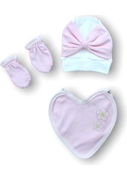 Baharın Çiçekli Kalbi Nakışlı %100 Cotton Antibakteriyel 5li Zıbın Takımı Hastane Çıkışı modelleri