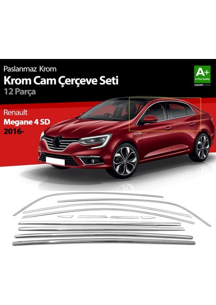 S-Dizayn Renault Megane 4 Sd Krom Cam Çerçevesi 12 Prç. 2016-2020