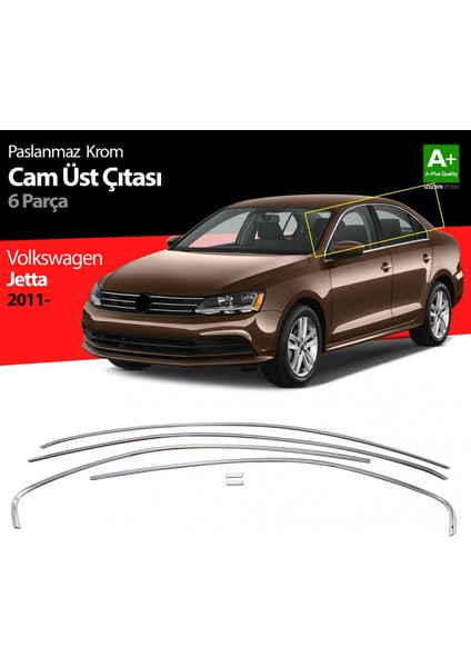 S-Dizayn Vw Jetta Krom Cam Üst Çıtası 6 Prç. 2011-2019